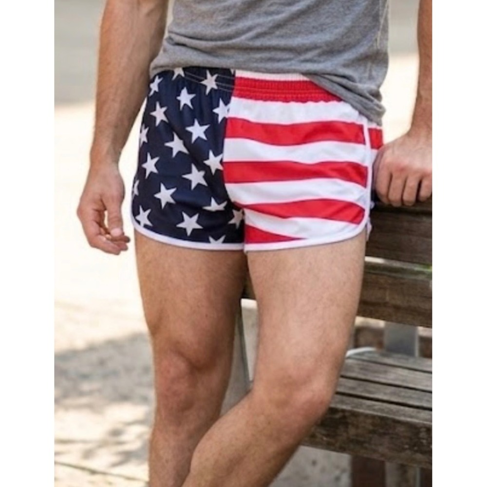Grunt Style Mens American Flag Running Shorts Ranger Panties Stars Stripes Large